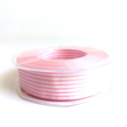 Horizontal Stripes Ribbon - Pink and White 25 mm